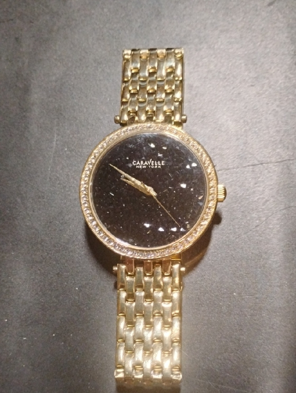 Caravelle New York Gold Tone Women's Crystal Accent Watch